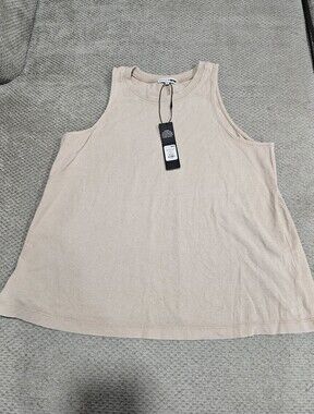 NWT! Taupe Cotton Sleeveless Tank, Medium